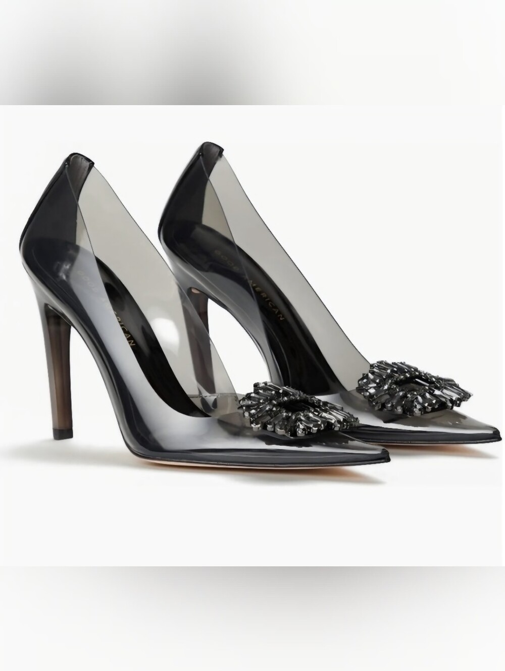 Good American Cinder-F*cking-Rella pumps in light smoke Size 8